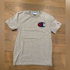Like New Champion Heather Gray Tee with Logo Patch